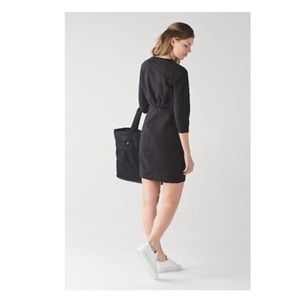 LULULEMON Black Rite Time Dress 3/4 Sleeve Mini Dress Size 8